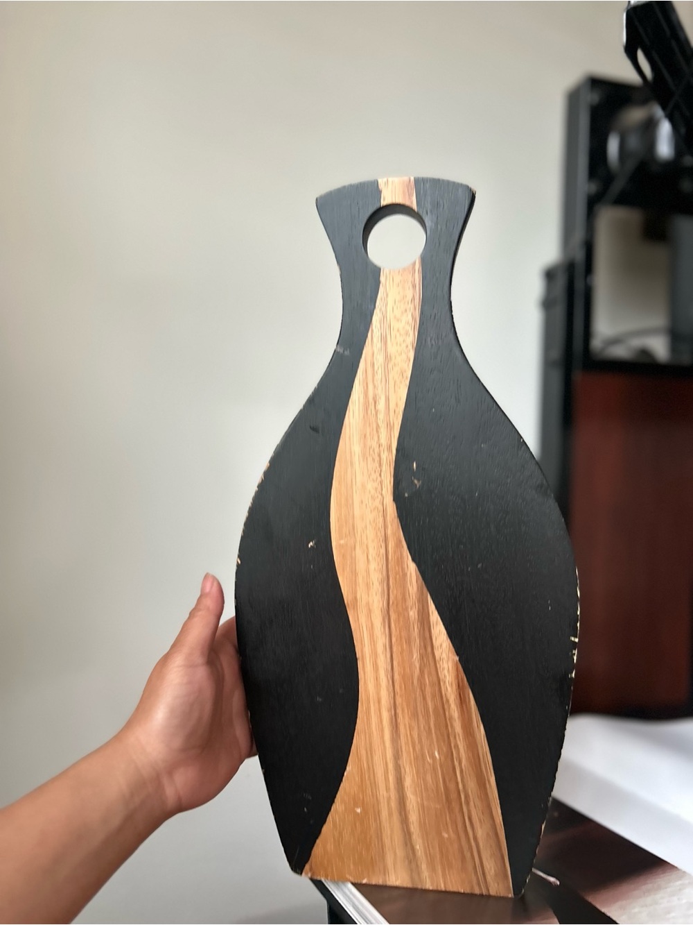 Black and Natural Wood Decorative Serving Board